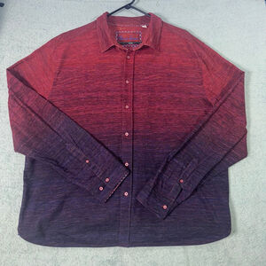 Men's Robert Graham Classic Button Down Shirt 3XL Red Purple Ombre Flip cuffs.